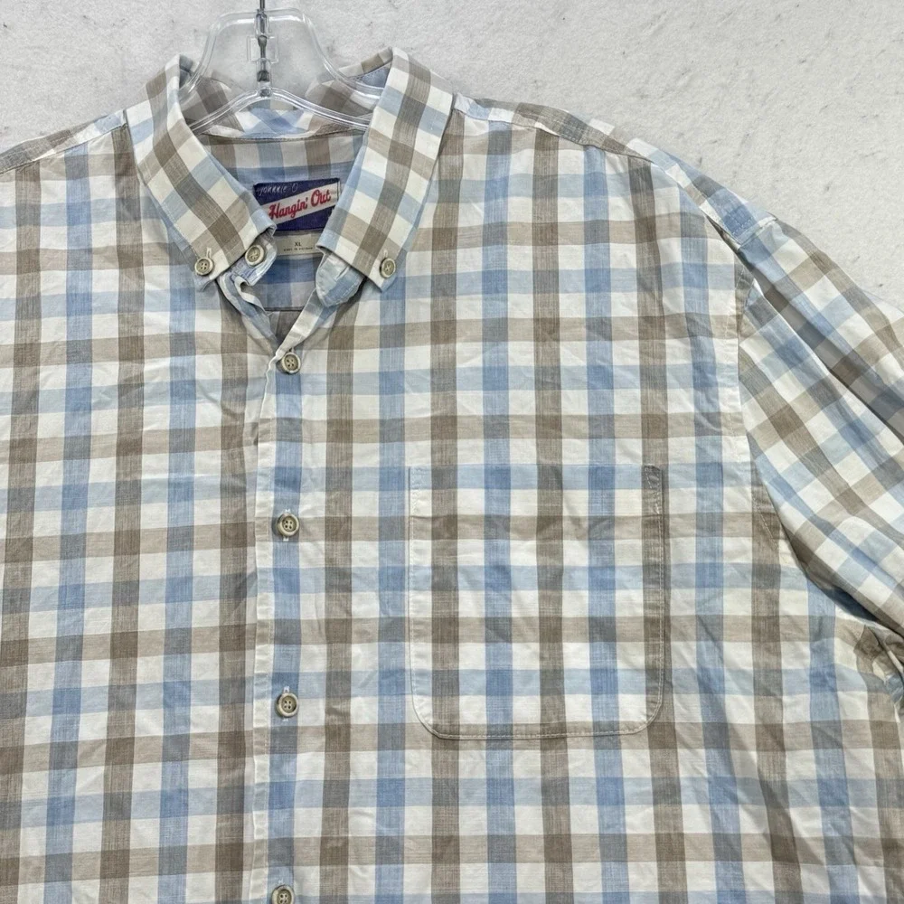 Johnnie-O Hangin' Out Shirt Mens XL Blue Plaid Button Front Long Sleeve‎ Cotton